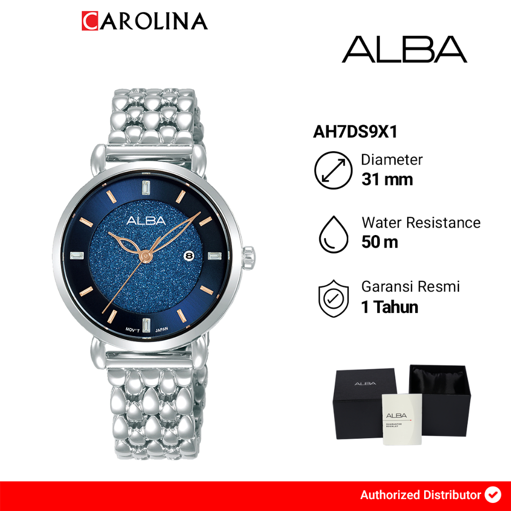 Jam Tangan Wanita Alba AH7DS9X1 Blue Dial Stainless Steel Strap
