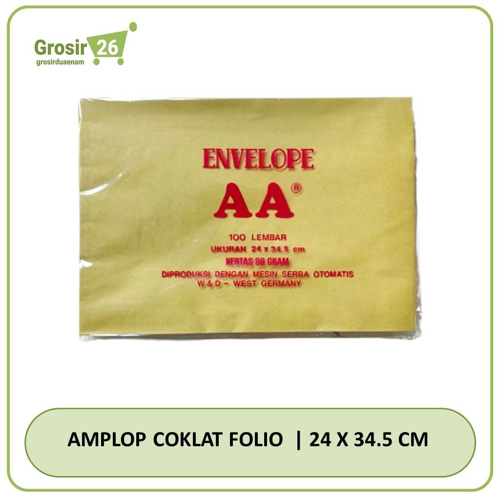

(1 bungkus) amplop coklat kesing / kraft aa ukuran folio 24 x 34.5 cm
