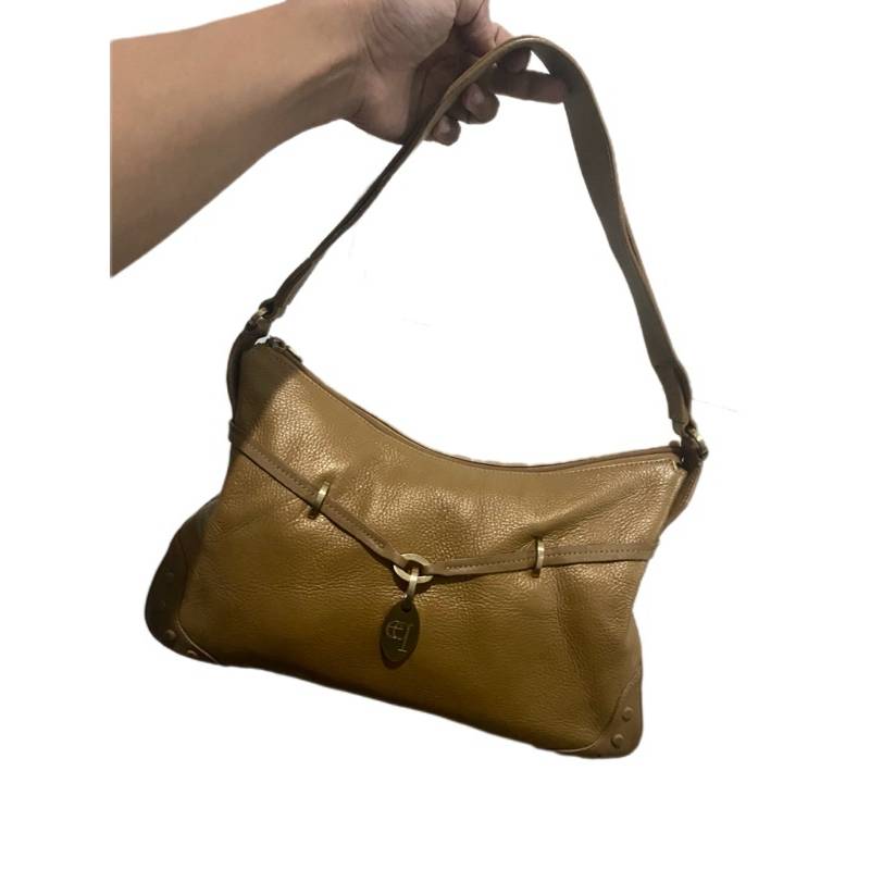 Preloved Tas ESQUIRE Hobo shoulder Bag Tas Bahu Pesta Gold Mulus Kulit Korea style