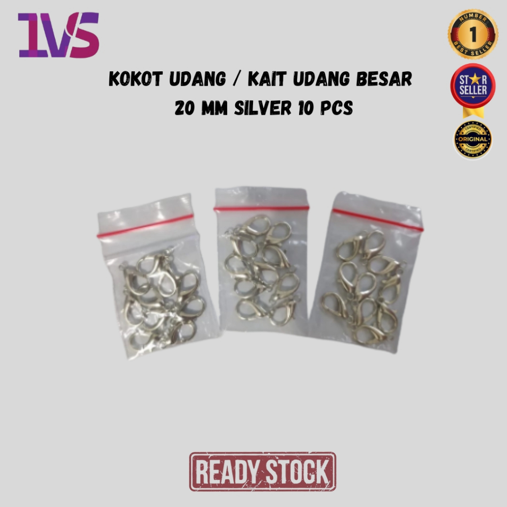 Kokot Udang / Kait Udang Besar 20 mm Silver 10 Pcs