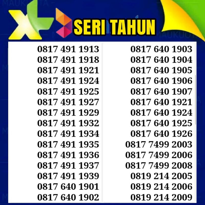 nomor cantik xl seri tahun
