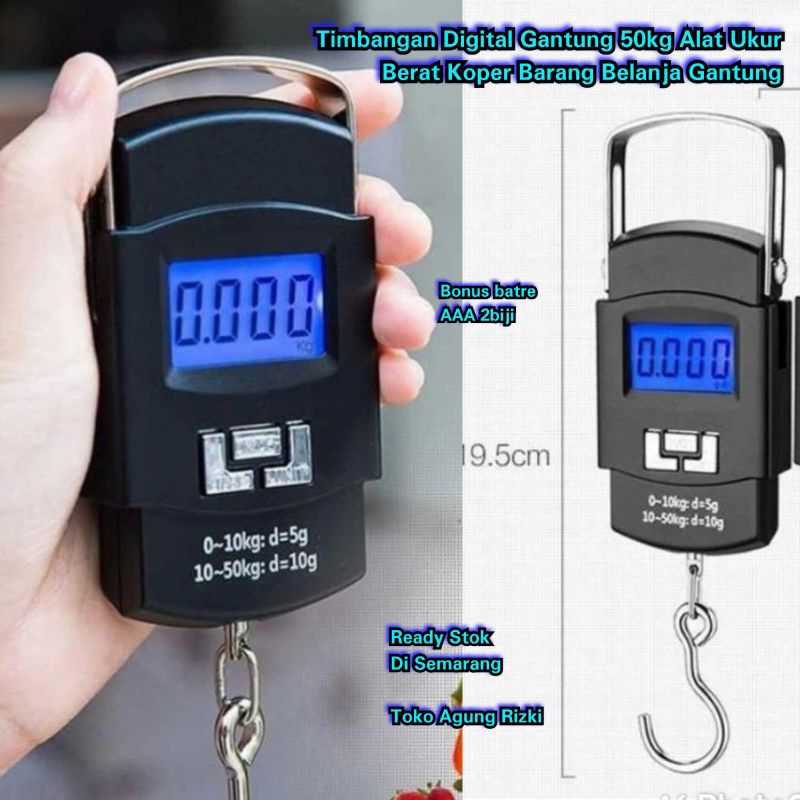 Timbangan Digital Gantung 50kg Timbangan Digital Scale Alat Ukur Berat Koper Barang Belanja Gantung 