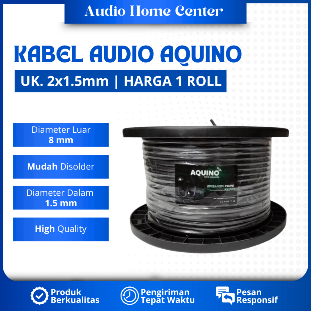 KABEL SPEAKER AUDIO 2X1,5 AQUINO 1 ROLL KABEL MIC KABEL AUDIO HIGH QUALITY 1 ROLL