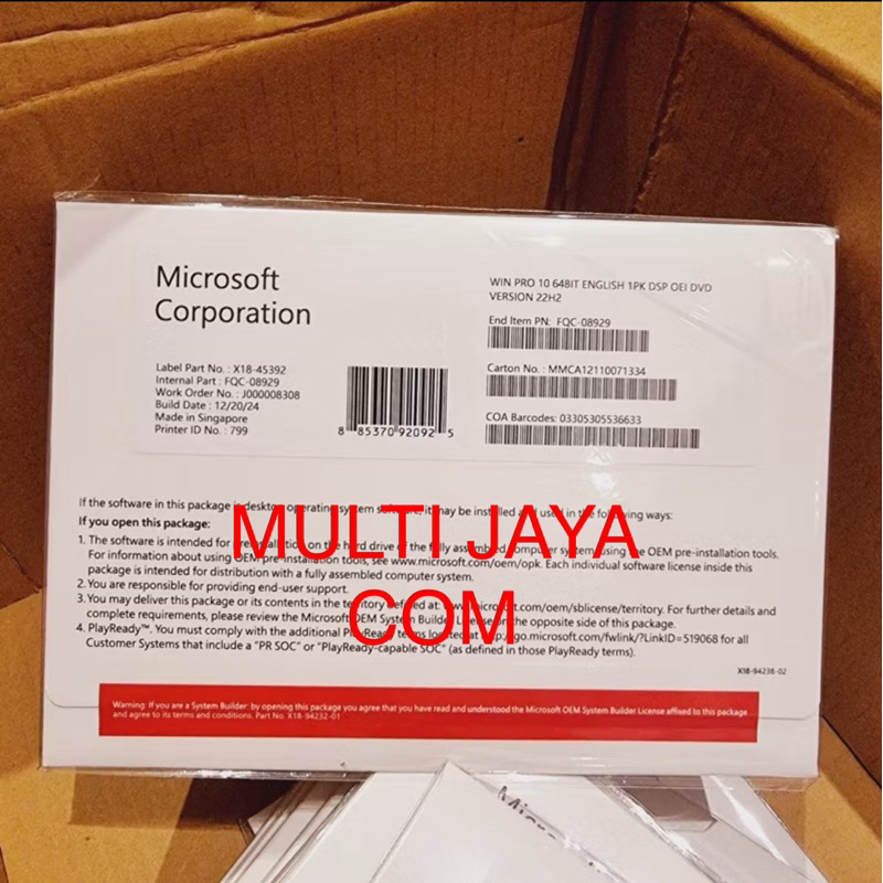 10PRO - Windows 10 Pro 64bit ori - FULLPACK