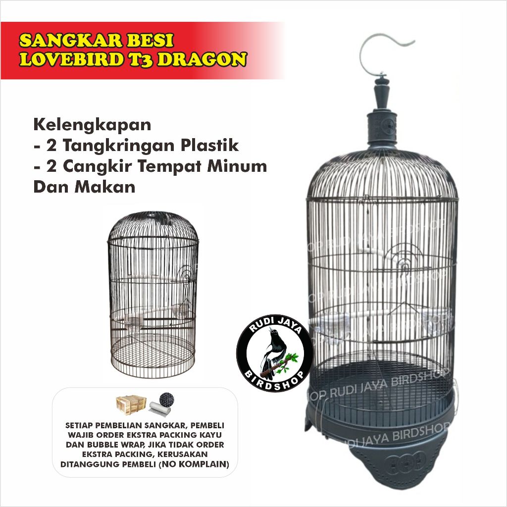 SANGKAR LOVEBIRD T3 1 PCS 1 SET LENGKAP MERK DRAGON TEBOK WARNA KANDANG KAPSUL BURUNG KONIN PLECI