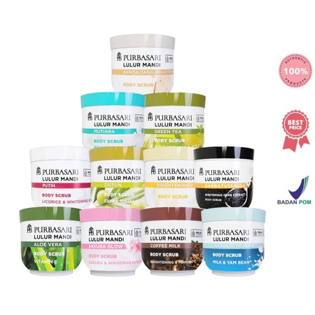 PURBASARI - LULUR MANDI BODY SCRUB ( 100 | 200 g ) - Lulur Badan Kulit Cerah Lembut Halus Whitening 