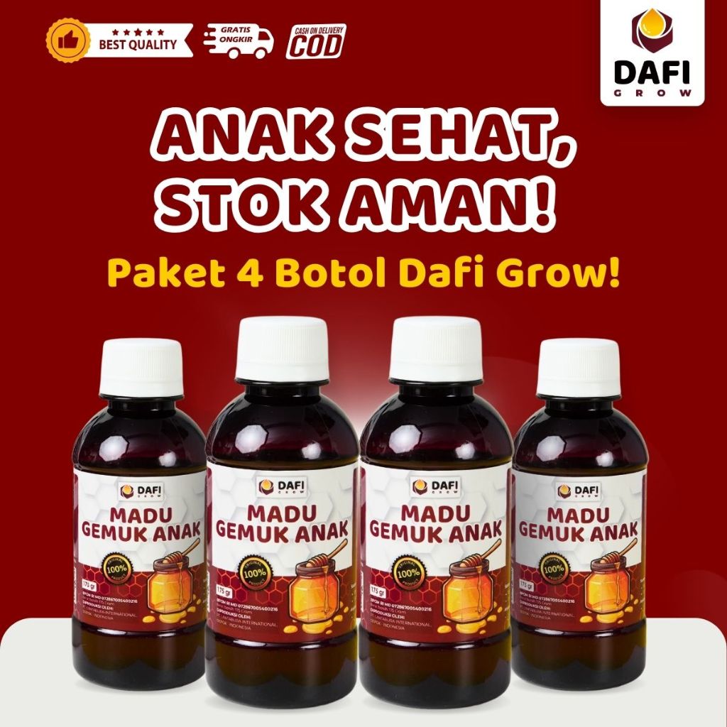 

DAFI GROW - Vitamin Anak Dafi Grow Rasa Enak yang Membantu Nafsu Makan Anak GTM, 175 gr.