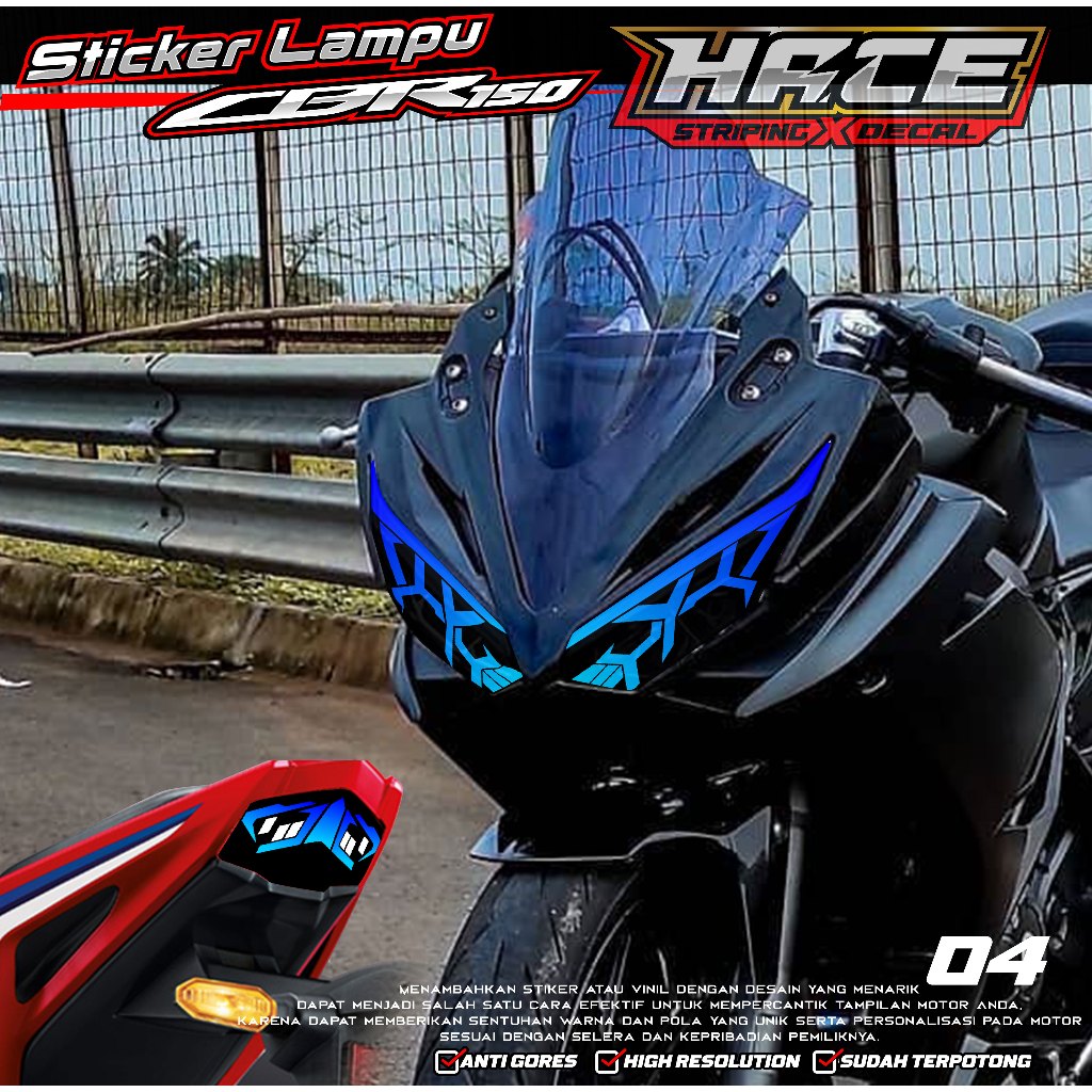 KODE 04 STIKER TRANSPARAN LAMPU CBR 150R FACELIFT 2019 - STIKER LAMPU CBR 150R 2019 TERBARU