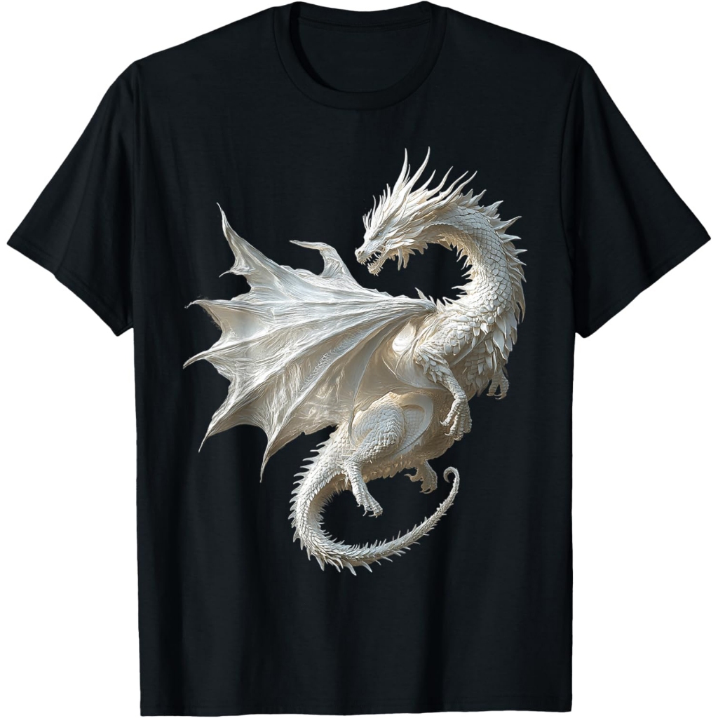 Ilustrasi mitos grafis naga putih kaos naga putih