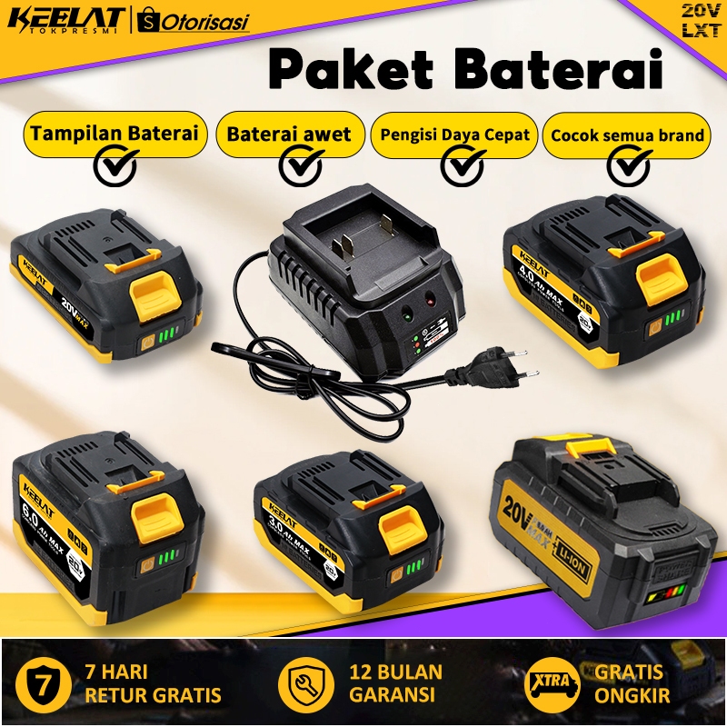 【KEELAT-Garansi 1 Tahun】8000mAh Baterai LED Display Cocok untuk Bor Listrik Makita Kunci Impact, Per