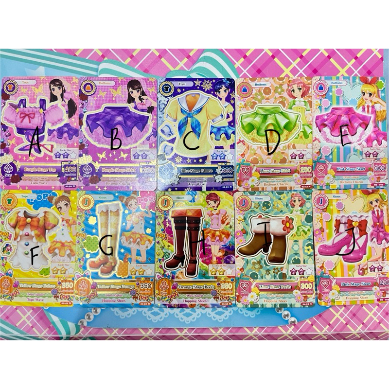 Kartu Aikatsu Pink Stage Purple Blue Lime Orange Yellow Promotion Ichigo Aoi Ran Sakura Kaede Otome 