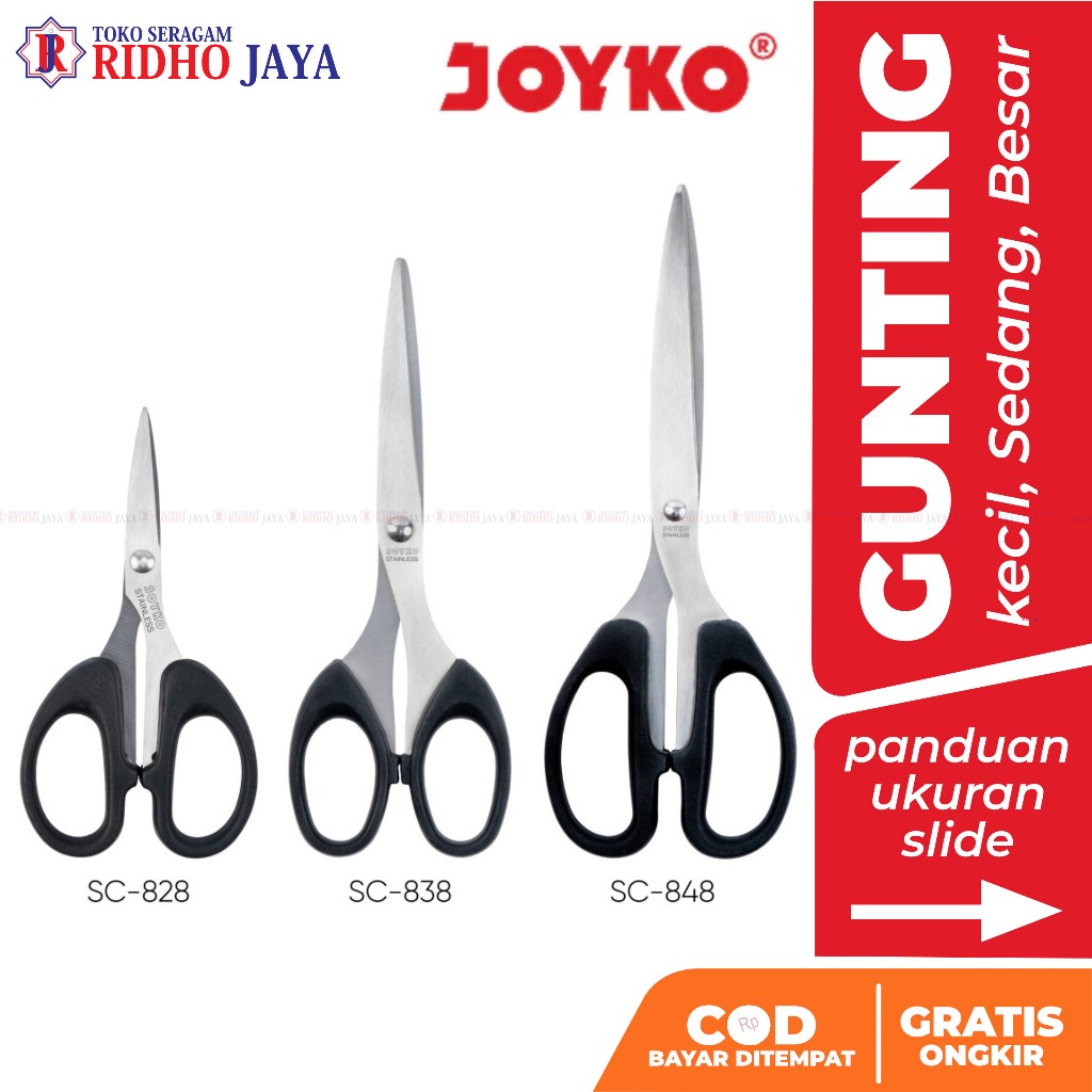 

RIDHO JAYA Gunting Joyko SC 828 SC 838 SC 848 Sc Gunting Scissors Soft Grip