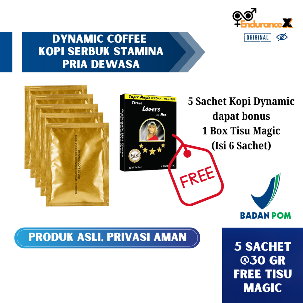 

(Ecer 1 atau 5 Sachet) Kopi Dynamic Original BPOM Kopi Stamina Pria Dynamic Coffee Kurma dan Madu