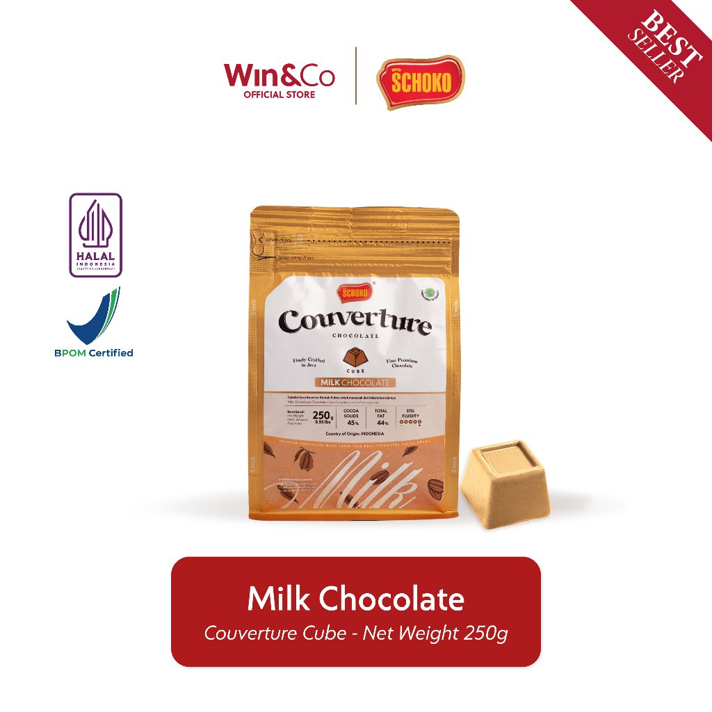 

SCHOKO Milk Chocolate Couverture Cube / Cokelat Kovertur Dadu - 250g