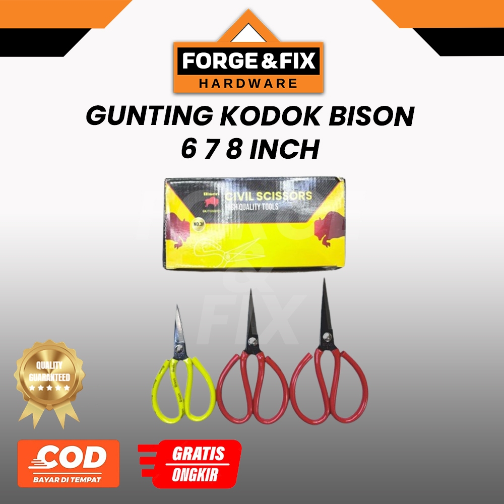 

BISON Gunting Kodok Kain Gagang Karet Serbaguna Scissor 6 7 8 Inch