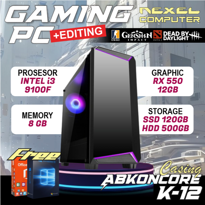PC Gaming + Editing | i3 9100F | RX 550 4GB | SSD 120GB | HDD 500GB | RAM 8GB DDR4