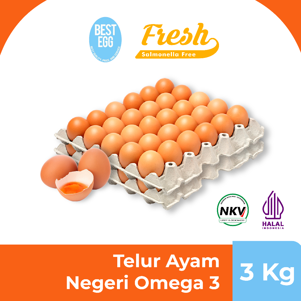 

Best Egg Telur Ayam Negeri Omega3 - 3Kg / Bisa Delivery Ke Seluruh Jakarta