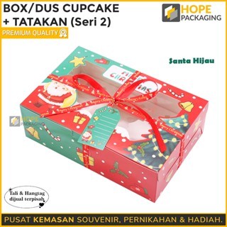 

Box Kotak Natal Isi 4 / 6 / 12 Cupcake + Tatakan / Kotak Kue Natal / Kotak Bolu Kukus / Box Natal Pie / Box Cupcake Natal / Box Muffin / Kotak Kue Cupcake