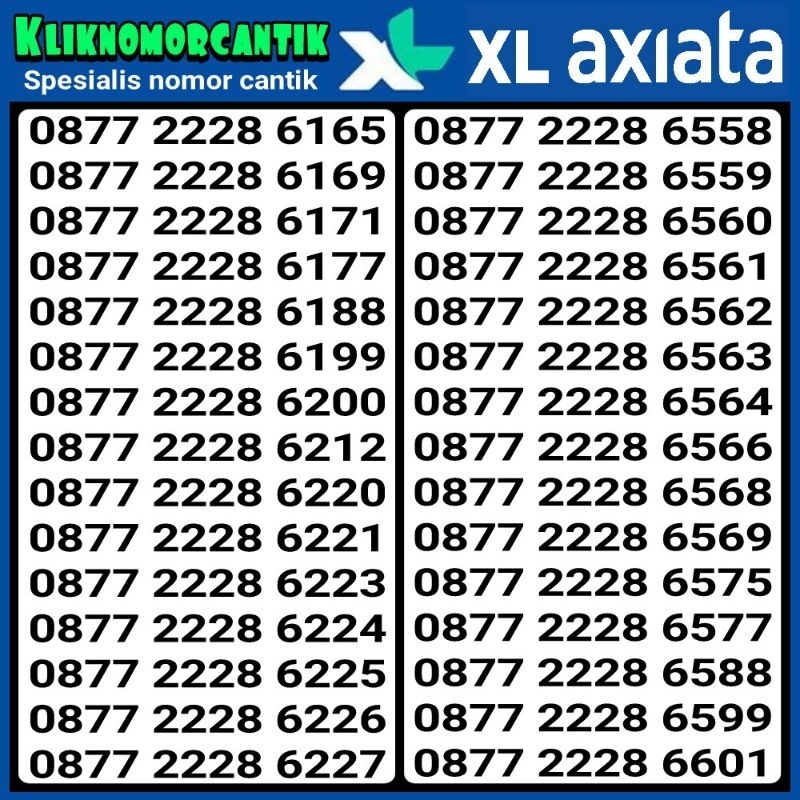 nomor cantik XL axiata 4G&5G kartu perdana XL ABAB cantik 2