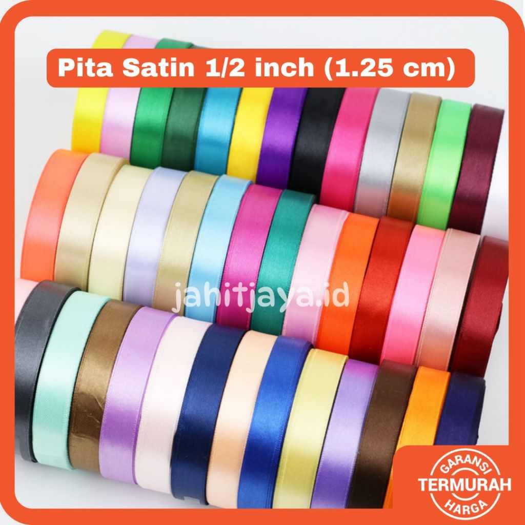 

Pita Satin 1/2 inch 1.25Cm Pita Roll 20 Yards Pita Kain Satin Pita dekorasi Pita Saten