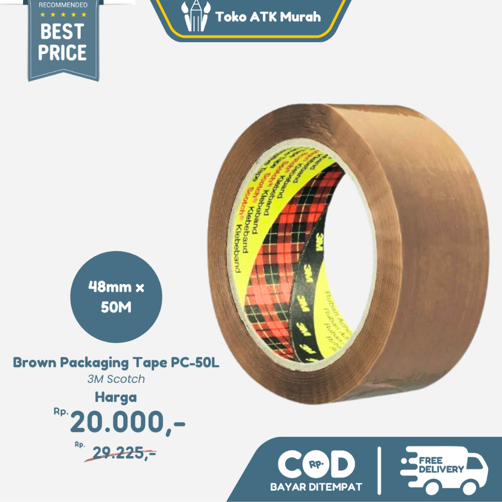 

3M Scotch Brown Packaging Tape PC-50L , 48mm x 50M