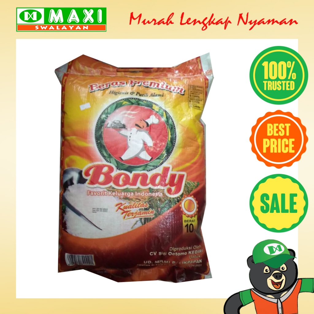 

Beras Bondy kemasan 10kg.