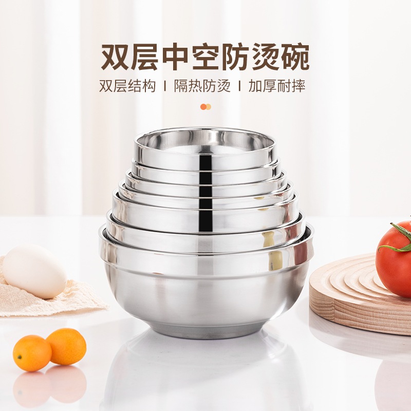 Mangkok Korea Stainless Steel Tebal Mangkok Dua Lapis Anti Panas