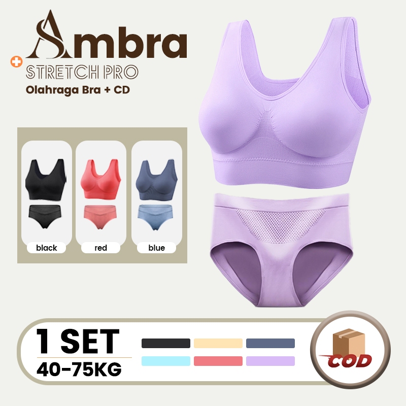 Set Bra + Katun Celana Dalam Wanita Model Tanpa Kawat Bahan Seamless