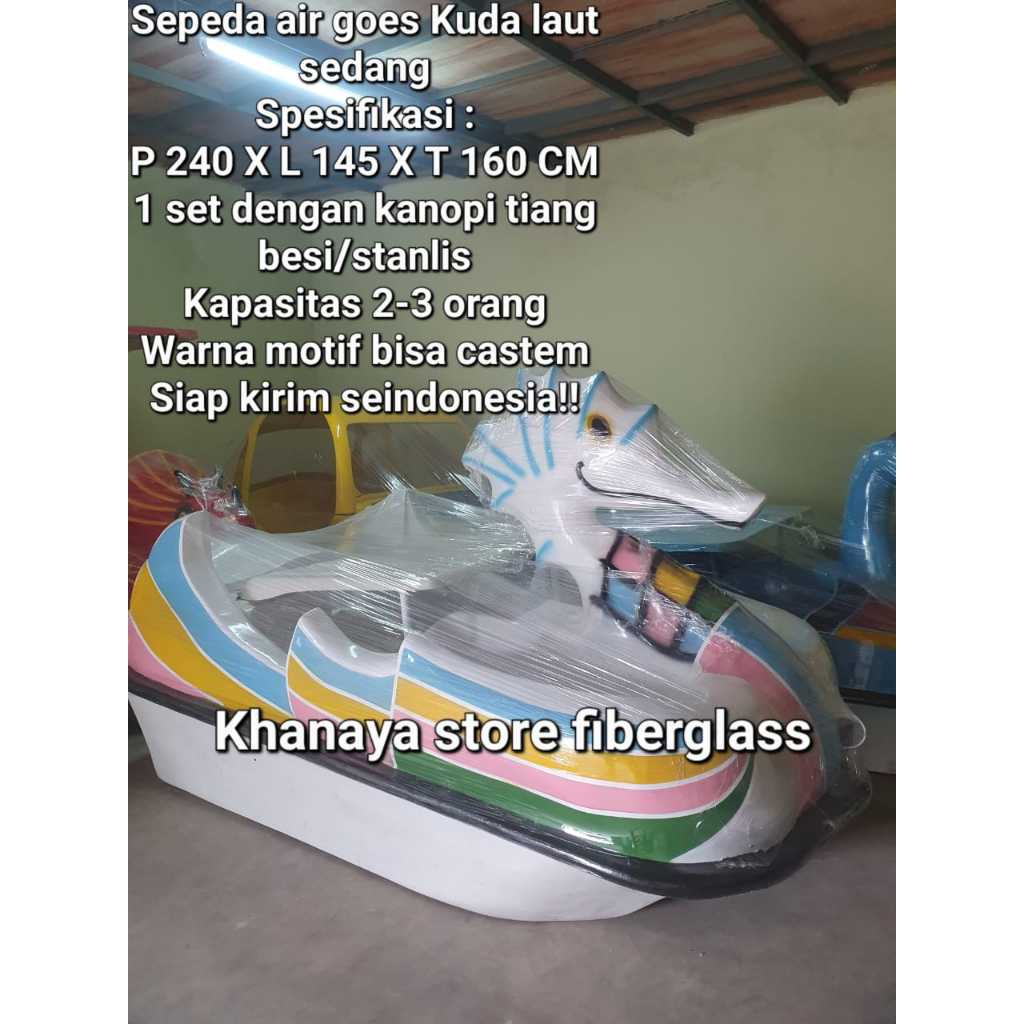 Perahu gowes kuda laut sedang_mainan perahu gowes bebekkan_sepeda air gowes kuda laut