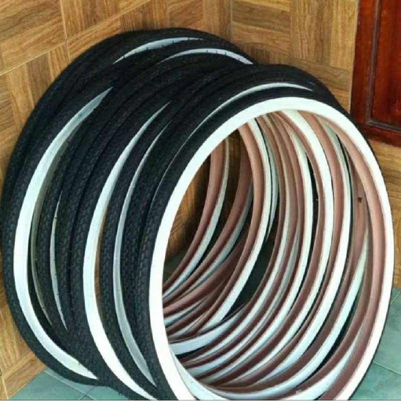 Ban luar sepeda 26 x 1 3/8 SWALLOW Hitam Putih jengki mini Phoenix polygon
