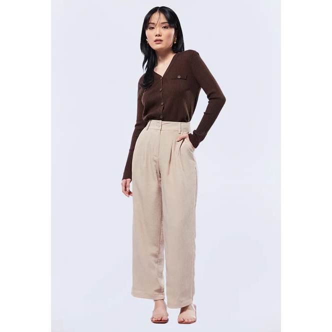 Executive Wide Leg Loose Pants Cream