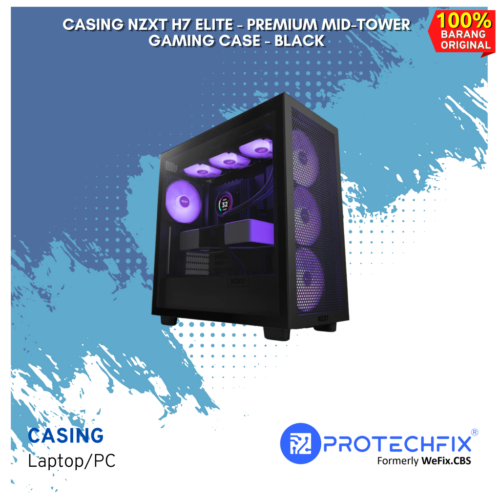 Casing NZXT H7 Elite - Premium Mid-Tower Gaming Case - BLACK
