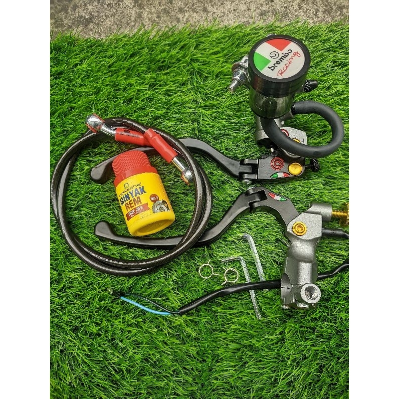 Promo paket master rem Brembo Izumi radial + selang rem depan carbon 95 cm free minyak rem 50 ml uni