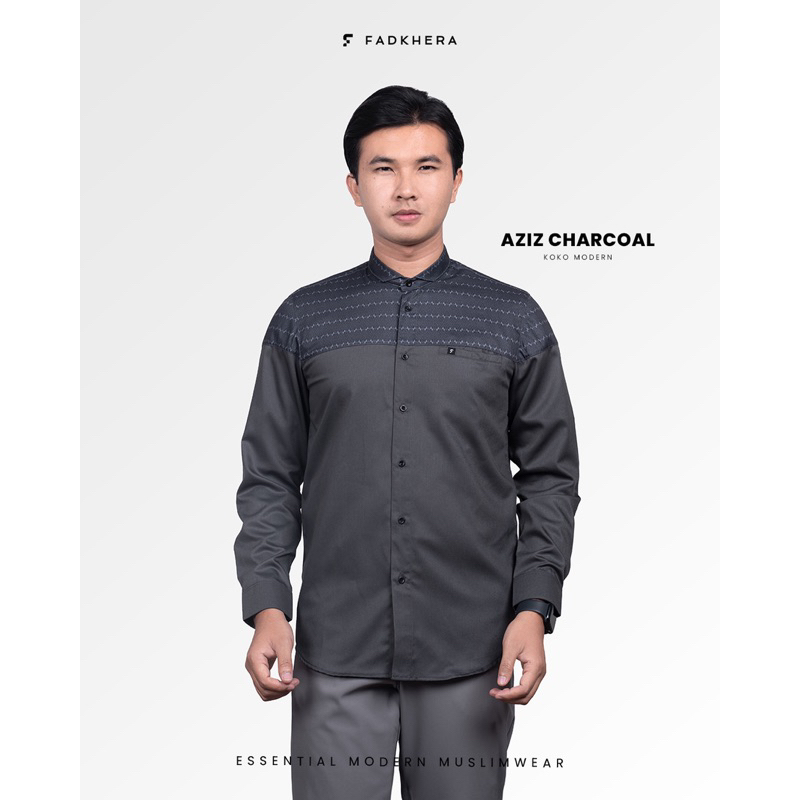 Koko modern Fadkhera Aziz Charcoal | Fadkhera Makassar | Baju Fadkhera