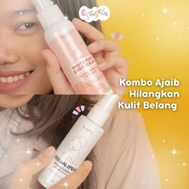 Esaskin Beli 1 Paket Lebih Hemat - 1 Peeling Spray Dan Whitening Body Serum