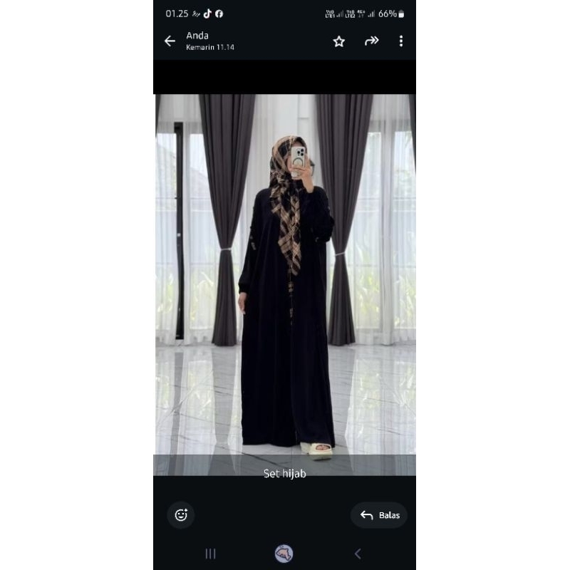 kaftan anjani set hijab hitam Best seller