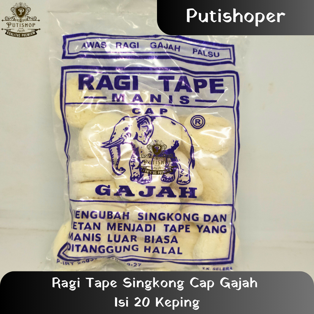 

Ragi Tape Singkong Cap Gajah - Bola Dunia - Mangga Manis isi 16-25 Keping