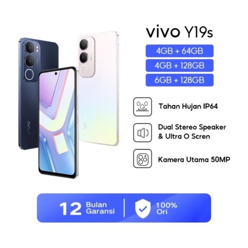 Hp Vivo Y19s Ram 4GB/64GB - 4GB/128GB - 6GB/128GB - hp bergaransi resmi - hp model terbaru - hp vira