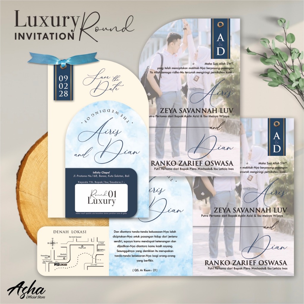 UNDANGAN PERNIKAHAN AESTHETIC CUSTOM - UNDANGAN NIKAH FULL COLOUR PITA - UNDANGAN UNIK LUXURY ROUND