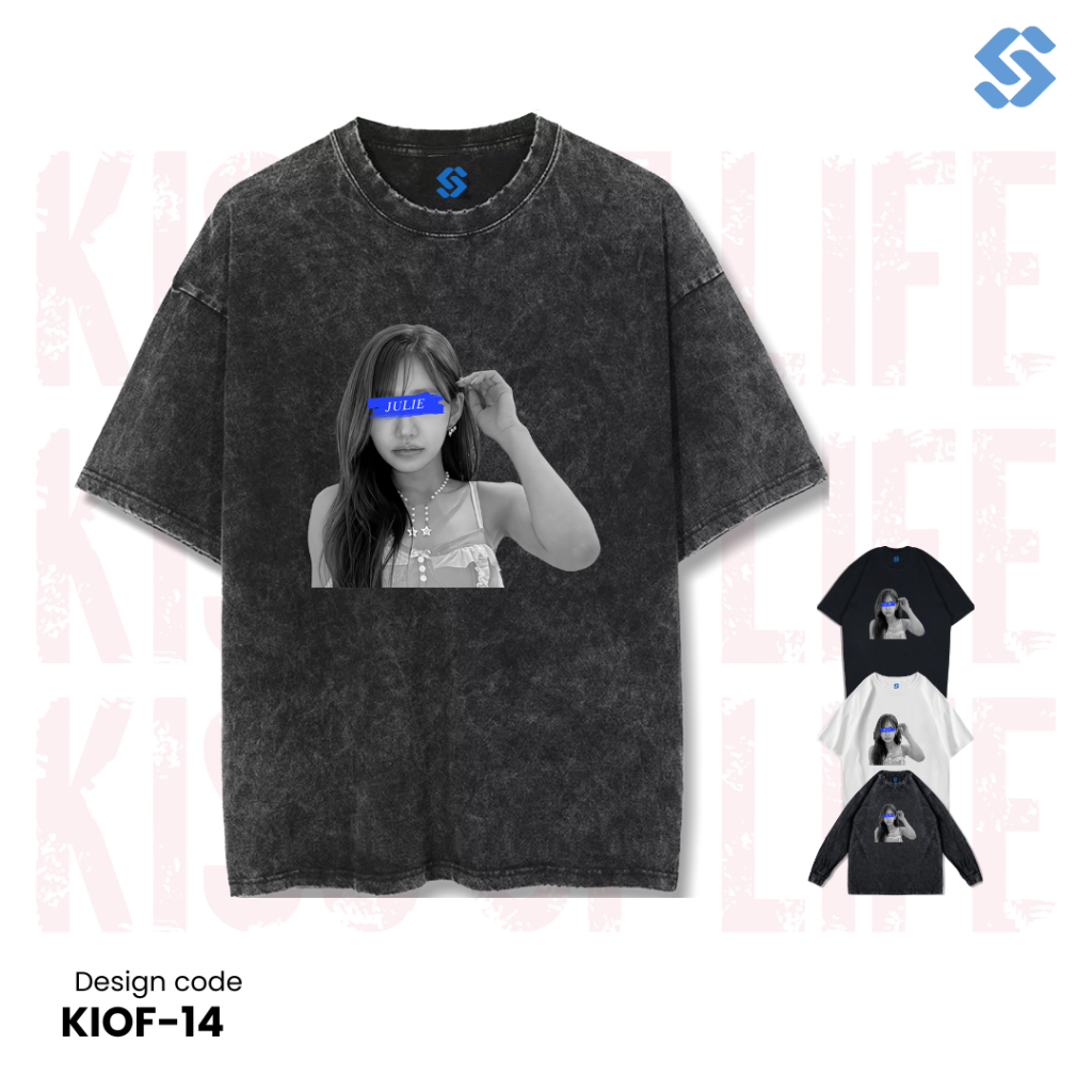 SANZ kaos KISS OF LIFE | stonewashed washed sandwash t-shirt | black white longsleeve | KIOF-14