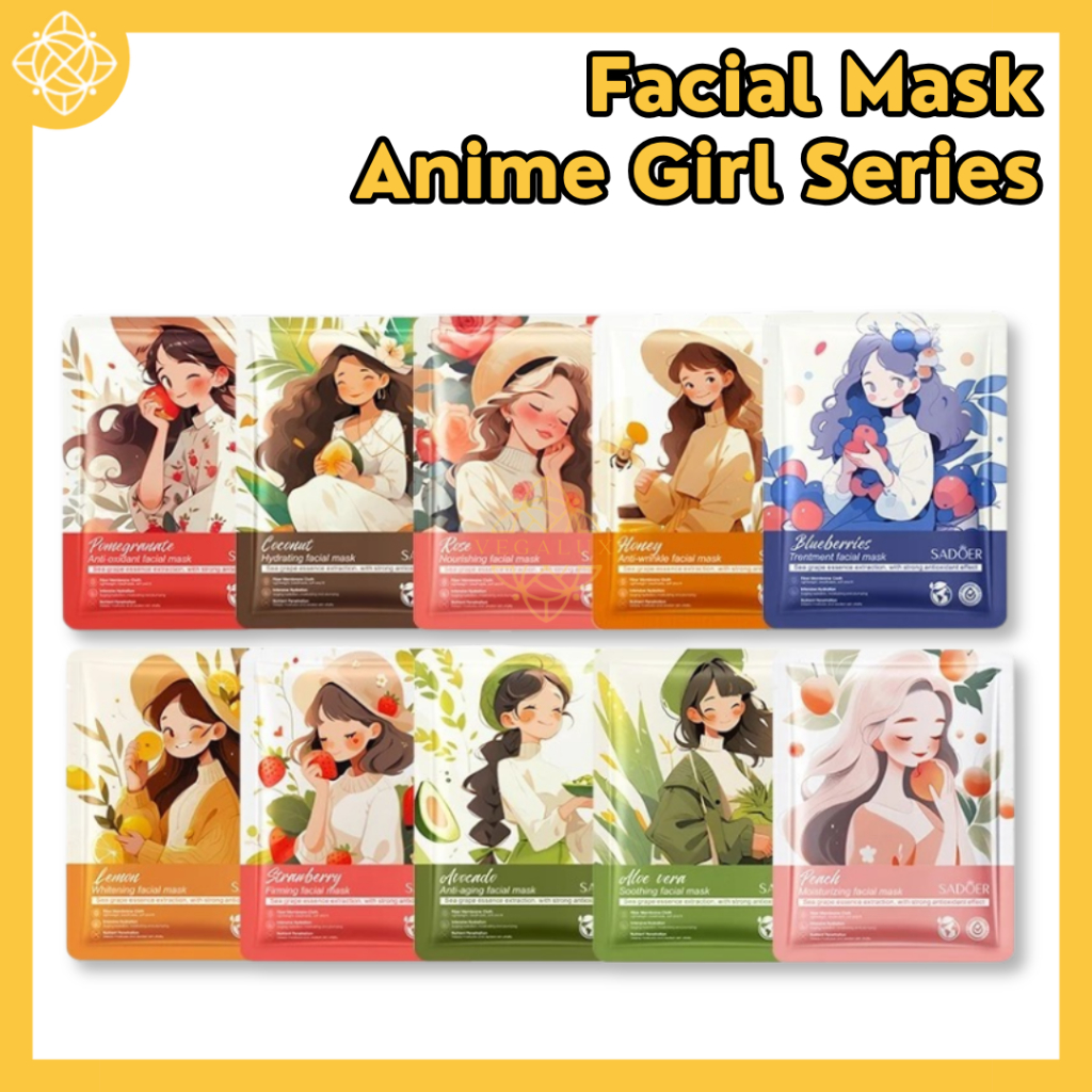 SADOER Sheet Mask Facial Mask Anime Girl Fruit Masker Wajah - EM004