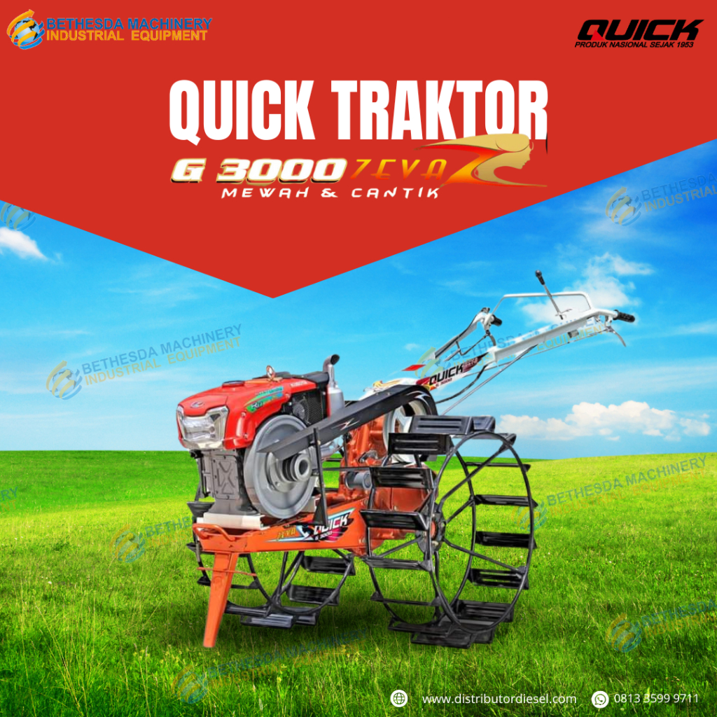 Traktor QUICK ZEVA G3000 Lengkap Diesel Kubota RD 85 DI-2S