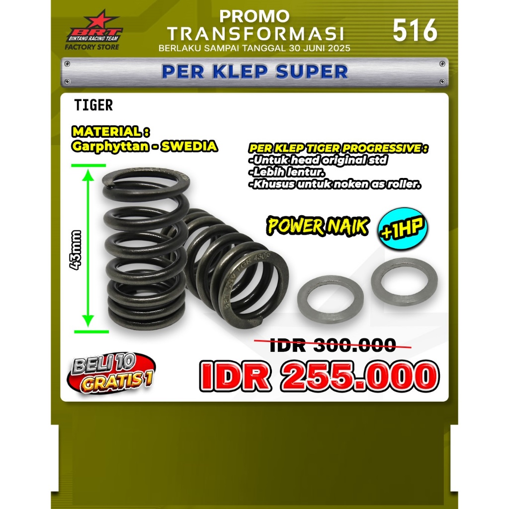 PER KLEP PROGRESIF TIGER - KHUSUS HEAD STANDAR / ORIGINAL TIGER - BINTANG RACING TEAM BRT