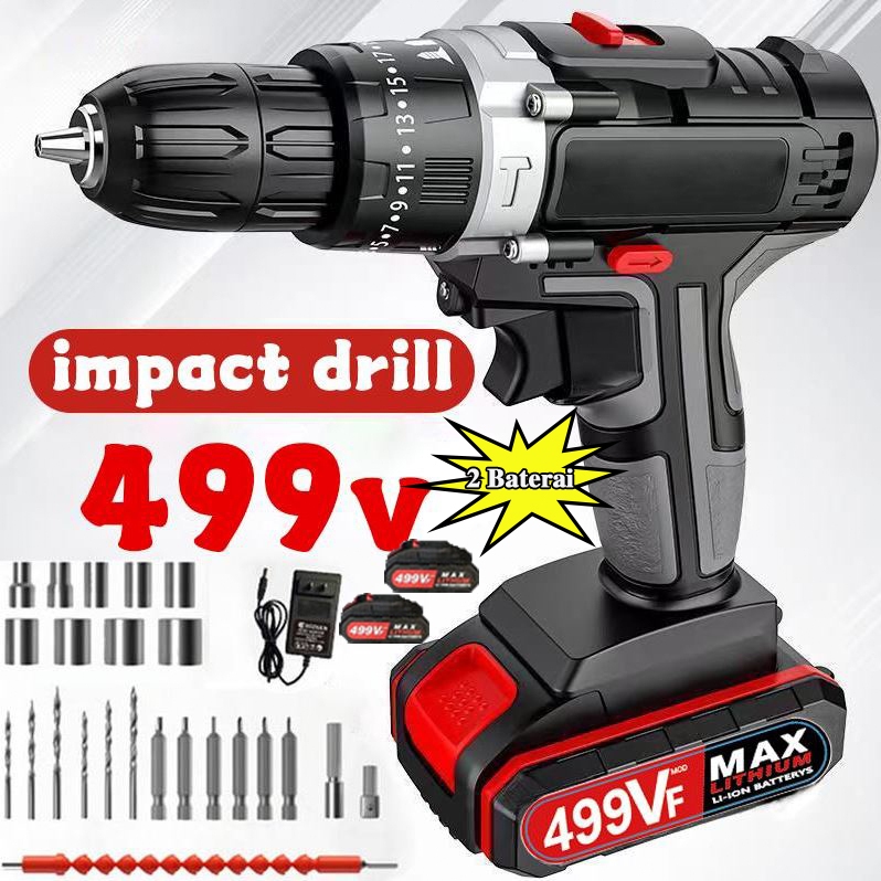 PROMO 499VF Mesin Bor Impact Drill / Bor Baterai / Bor Tanpa Kabel / Bor Listrik 499Vf / Bor Listrik