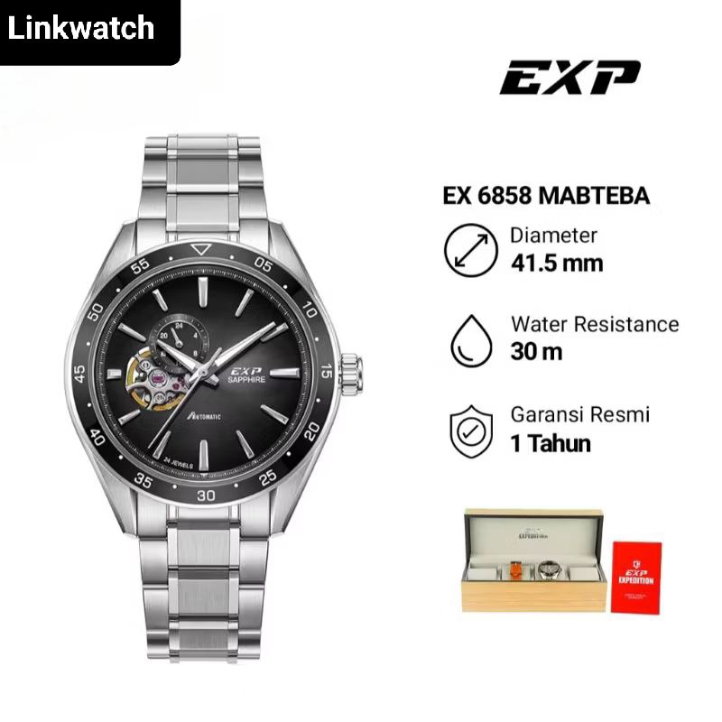 Jam tangan pria Expedition EXP 6858 MABTEBA Automatic Chronograph Original Garansi Resmi