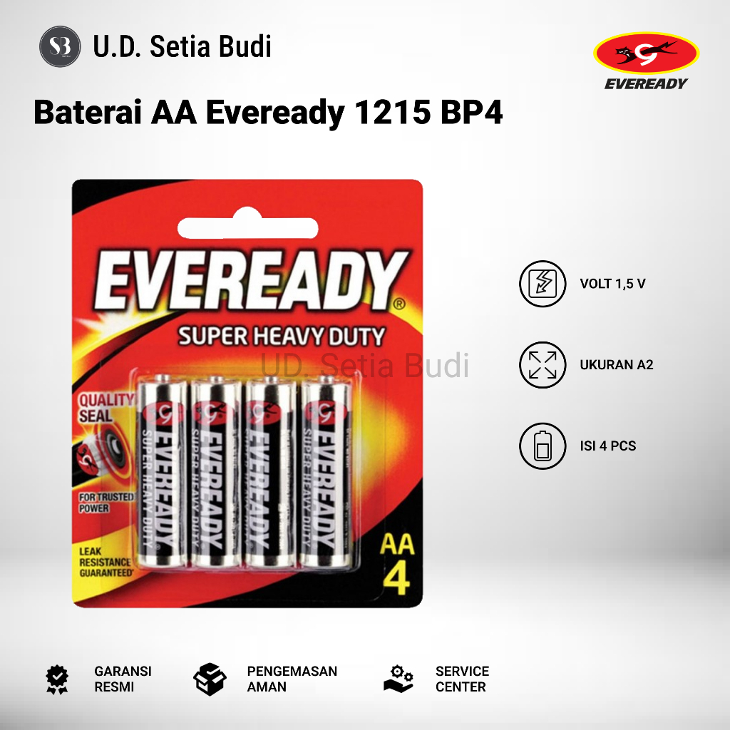 Baterai Eveready SHD 1215 AA Battery Eveready Super Heavy Duty 1215 BP4 AA 1,5v Isi 4