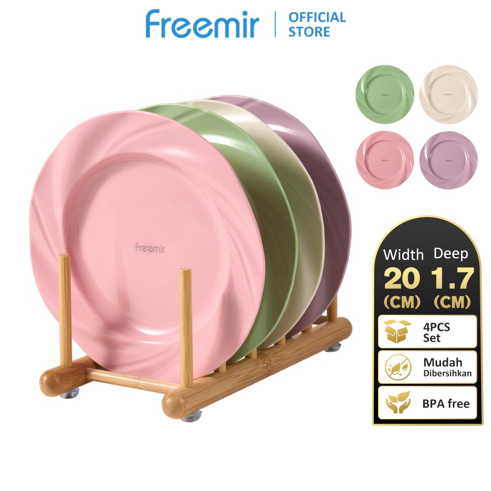 freemir Set Piring Empat Warna Pastel