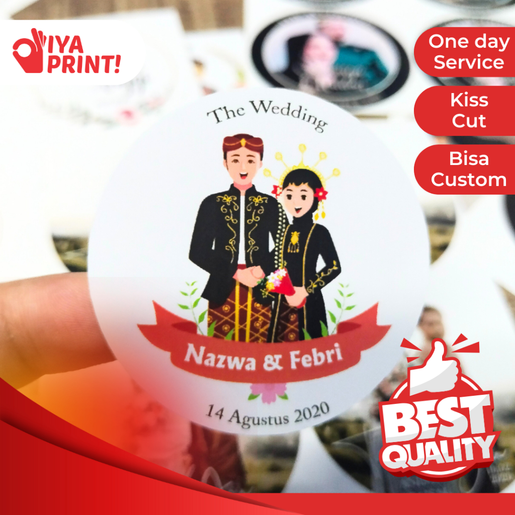 

3-4 Sticker Wedding Souvenir Stiker Pernikahan Custom Ucapan Nikah Nikahan