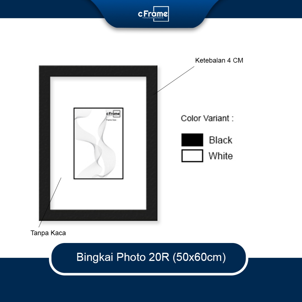 C Frame Bingkai Foto 20R Fiber 4cm Tanpa Kaca 50 x 60 cm