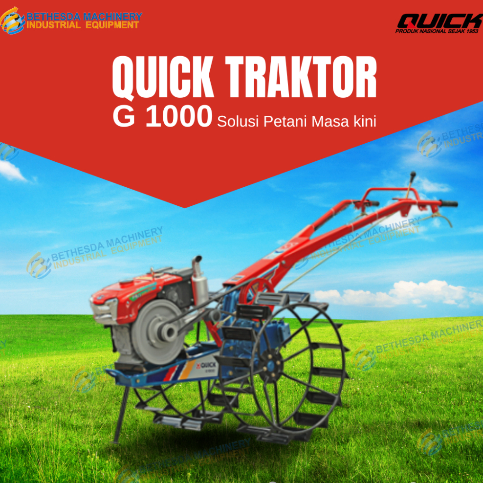 Traktor Tangan Quick G 1000 Mesin bajak Sawah + Kubota RD 85 DI-2S